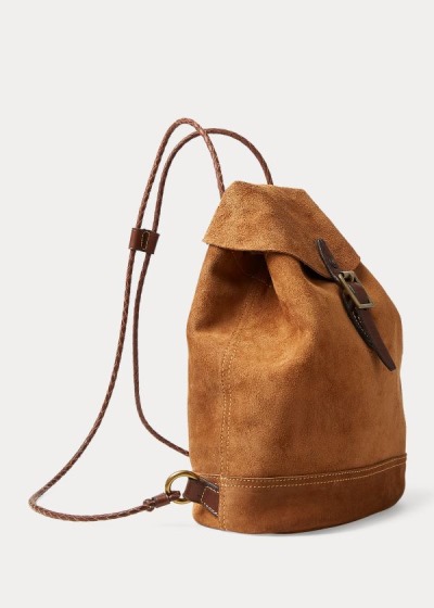 Mochilas Ralph Lauren Mujer Marrom - Roughout Leather - HIACG7036